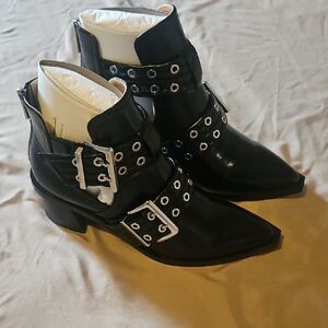 Steve Madden Black Ankle Booties with Buckle Details